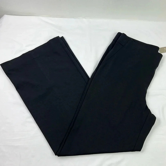 Chico’s New Women’s US 10R Seasonless Ponte Wide Leg Stretchy Trouser Black Pant - Picture 1 of 9